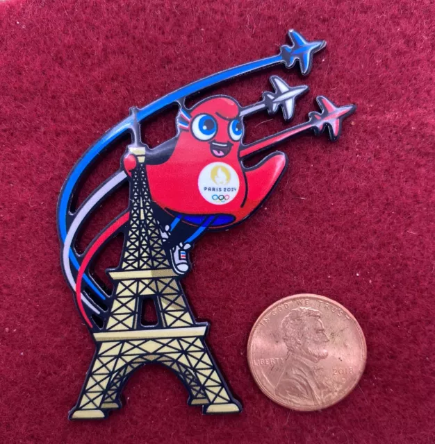 2024 PARIS OLYMPICS Pin Badge Phyregees Mascot Eiffel Tower huge pin