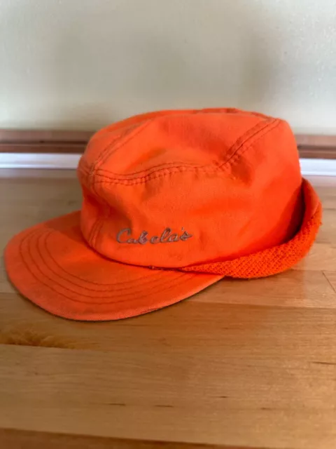 Cabela's Orange Hunting Trapping Cap Hat-Made in USA-Large