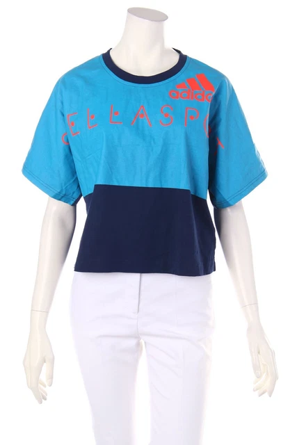STELLA McCARTNEY x adidas Shirt Sport Fitness Workout Logo Print M sky blue