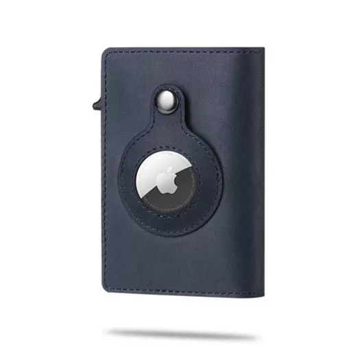 AirTag Wallet Genuine Leather Air Tag Wallet RFID Technology Credit Card Holder