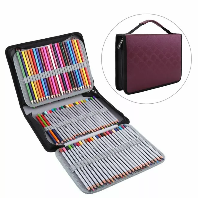 150 Slots PU Leather Fabric Pen Pencil Pouch Cases Large Capacity Bag Student