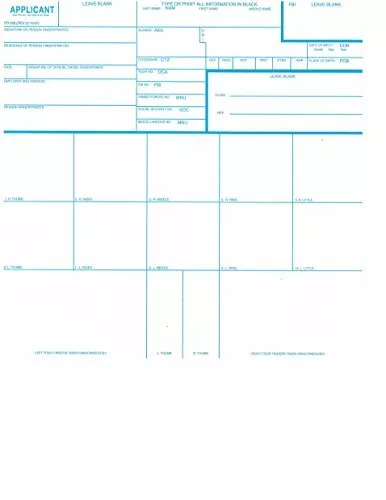 FBI Fingerprint Cards Form FD-258 3 pack