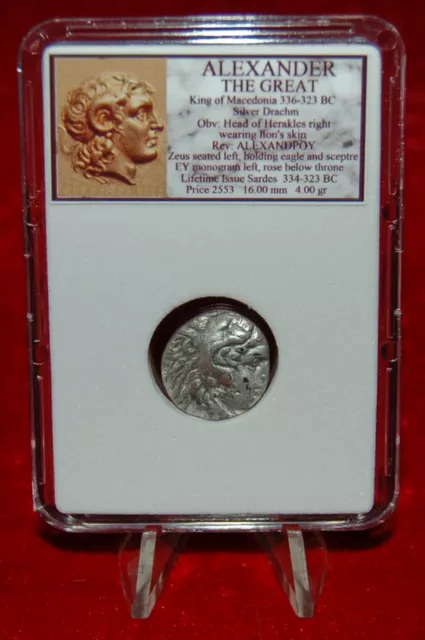 Ancient Greek Coin ALEXANDER THE GREAT Zeus Sardes Silver Drachm Lifetime Issue! 2