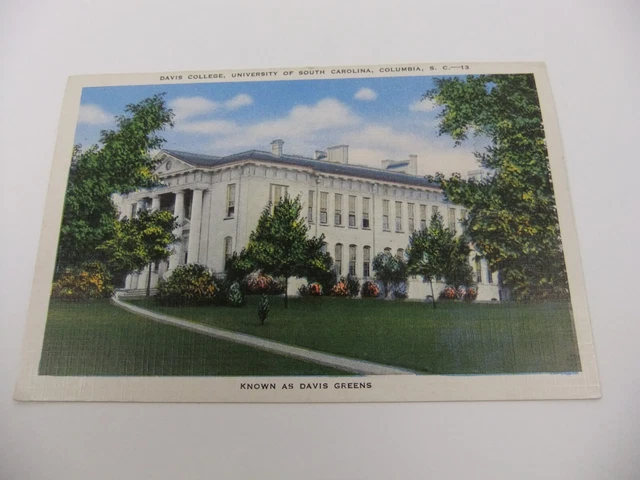 Davis College University of South Carolina Linen Postcard Columbia SC