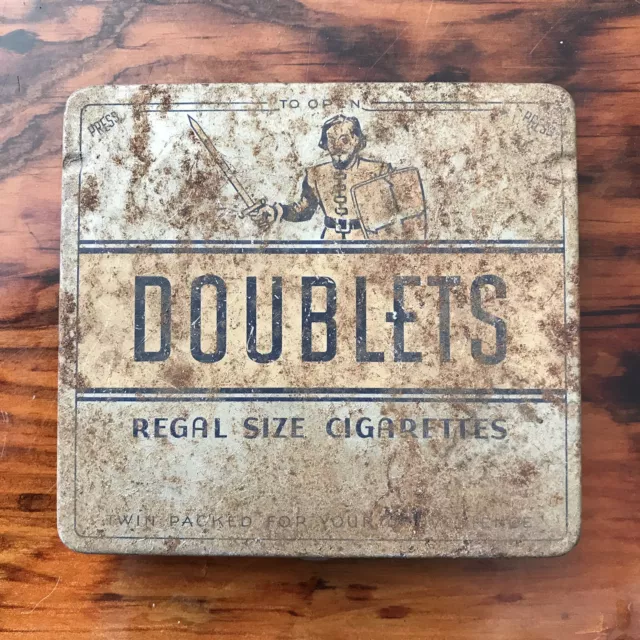 1941 Doublets Cigarette Tin with Dewitt Clinton Tax Stamp Series 111 Kentucky