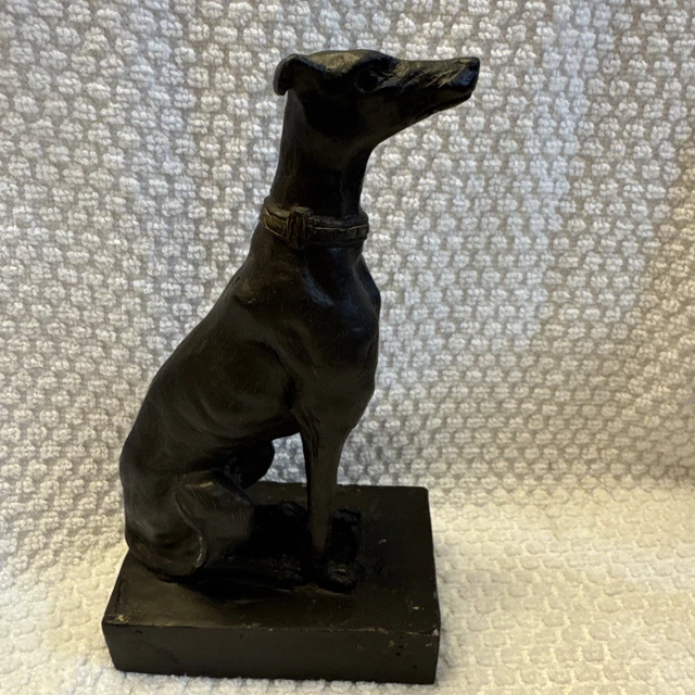 Statue Chien Lévrier Art Déco - Design Toscano, Résine Fini Bronze, 23x7.5x15 Cm