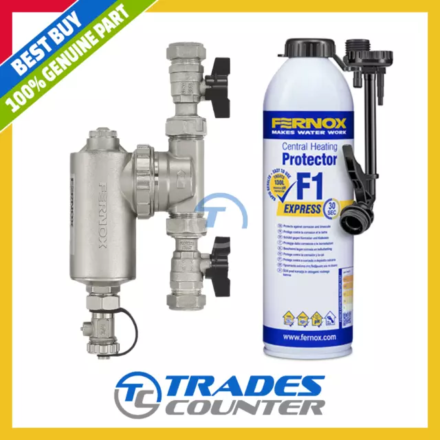 Fernox TF1 22mm Omega Filter inc Valves 62249 PLUS F1 Express Protector 62418