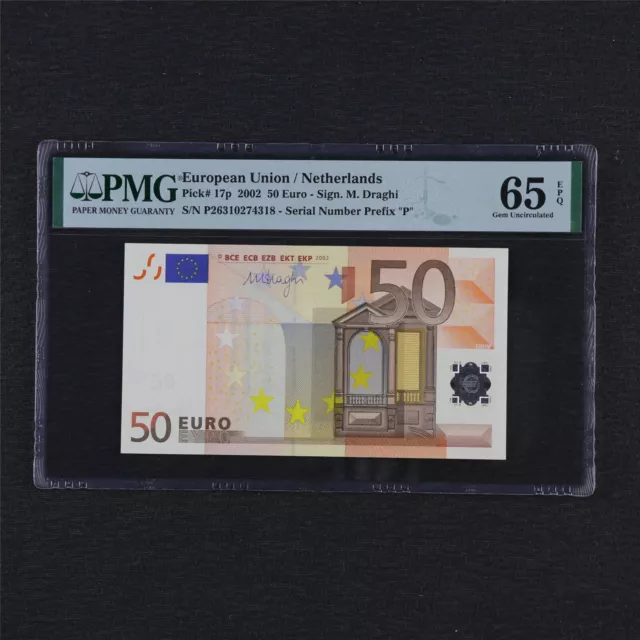 2002 European Union / Netherlands 50 Euro Pick#17p PMG 65 EPQ  Gem UNC