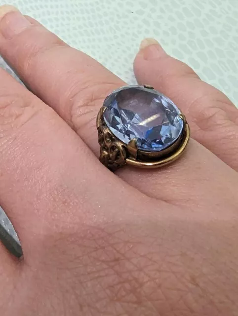 Frauen luxuse ring 333 Gelbgold mit Blautopas für Frauen größe (54)