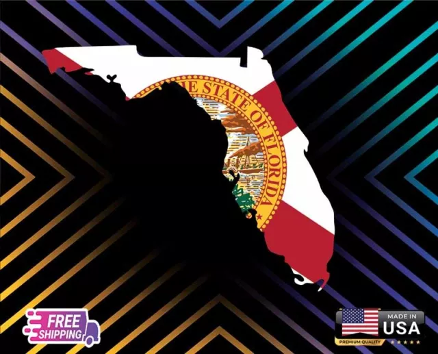 Florida State Flag, Sticker, Decal, 6 Yr Vinyl (Free Gift) Truck, Car, Wall Etc