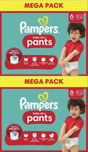 Mega Pack 140 couches PAMPERS Baby Dry Pants Taille 6 (14 à 19KG) Culottes Bébé