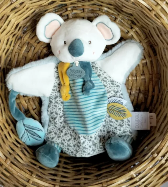 ⭐⭐⭐ DOUDOU ET COMPAGNIE marionnette Yoca le koala blanc bleu vert NEUF*
