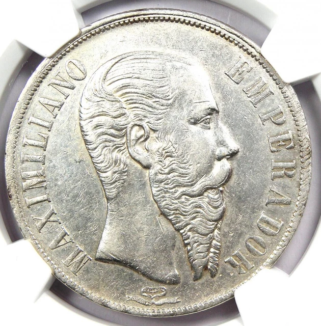 1867 Mexico Maximilian Peso Silver Coin 1P - Certified NGC AU Details - Rare 1867 Mexico Maximilian Peso Silver Coin 1P - Certified NGC AU Details - Rare