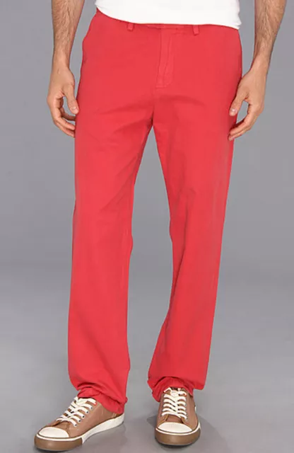 New Mens Tommy Bahama Del Chino Authentic Fit Vermillion Flat Front Casual Pants