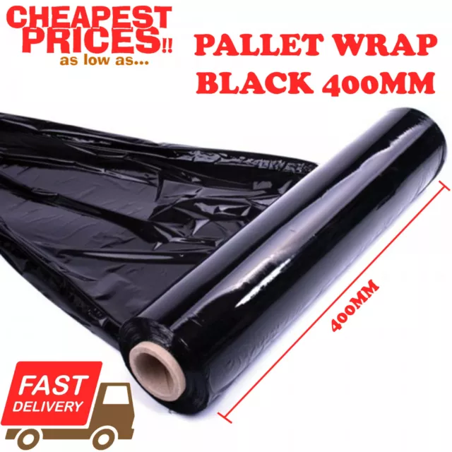 Black Pallet Stretch Shrink Wrap Cast Parcel Packing Cling Film Strong Roll Long