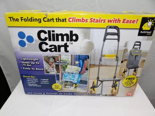 Climb Cart by Bulbhead the Folding Cart that Climbs Stairs w/Ease Hold 75lbs NEW