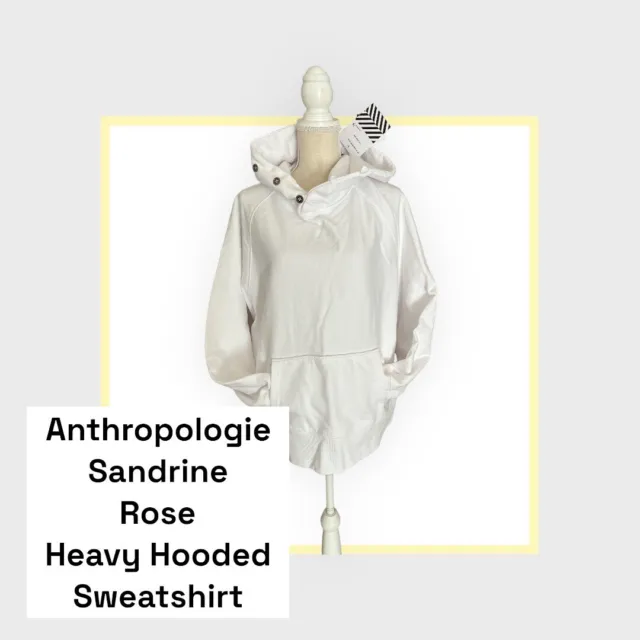 FREE PEOPLE SANDRINE Rose S Pullover Raw Edge Hoodie White Sweatshirt ...