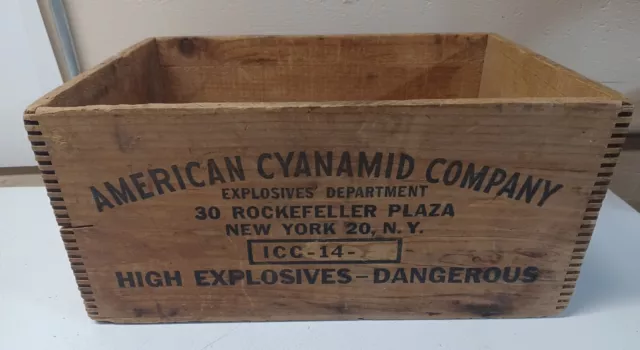 Vtg American Cyanamid Company Explosives-Dangerous Crate Box Wood NY Dynamite