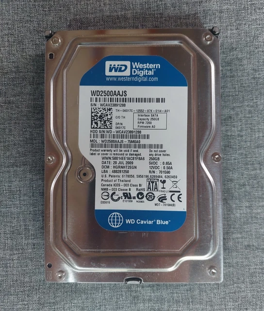 Western Digital Disque dur interne de bureau SATA 250 Go Caviar Blue avec 8 Mo de cache