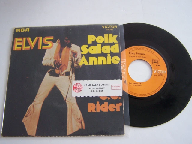 Sp 2 Titres Vinyl 45T , Elvis Presley , Polk Salad Annie  . Vg  / Vg . Rca 41088