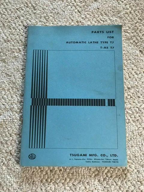 Tsugami T7 Automatic Lathe Machine Parts List Catalog in English