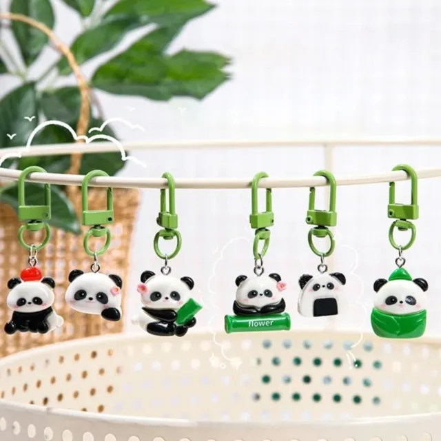 Bamboo Tube Panda Keychain Flower Panda Pendant Sushi Panda Keychain Bag Hanging