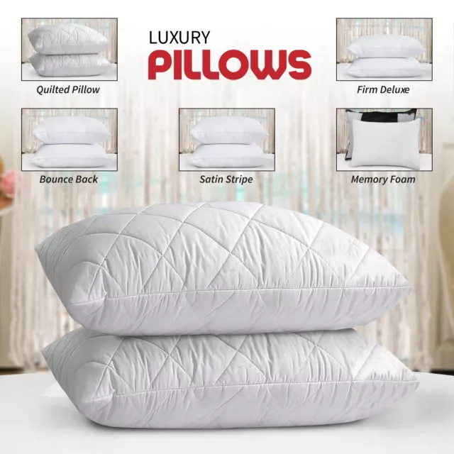Pack of 2 4 Pillow Extra Filled Firm Deluxe Bounce Back Hotel Quality Bed Pillow