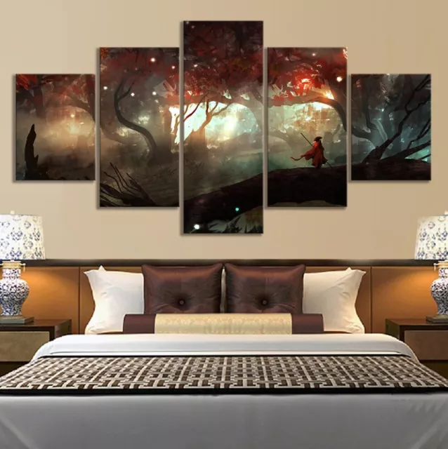 5Pcs Wall Art Canvas Painting Picture Home Decor Abstract Poster Fantasy Forest