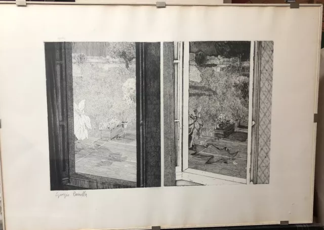 GIORGIO RAMELLA INCISIONE FINESTRA NUMERATA E FIRMATA 69x49 CM ACQUAFORTE STAMPA