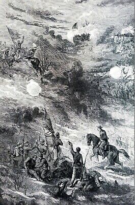 Capture of Lookout Mountain 1863 GENERAL HOOKER in CLOUDS Matted Civil War Print