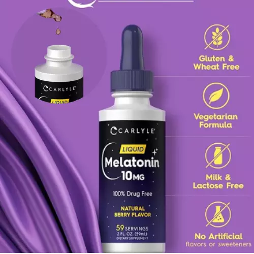 Melatonin 10 Mg Nighttime Sleep Aid Liquid Drops Delicious Berry Flavor, 2 Fl Oz