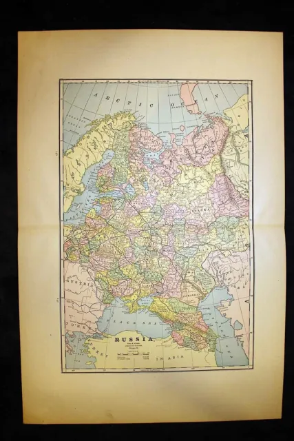 Antique Map Russia 1889 or Turkish Empire & Greece Romania Servia Montenegro