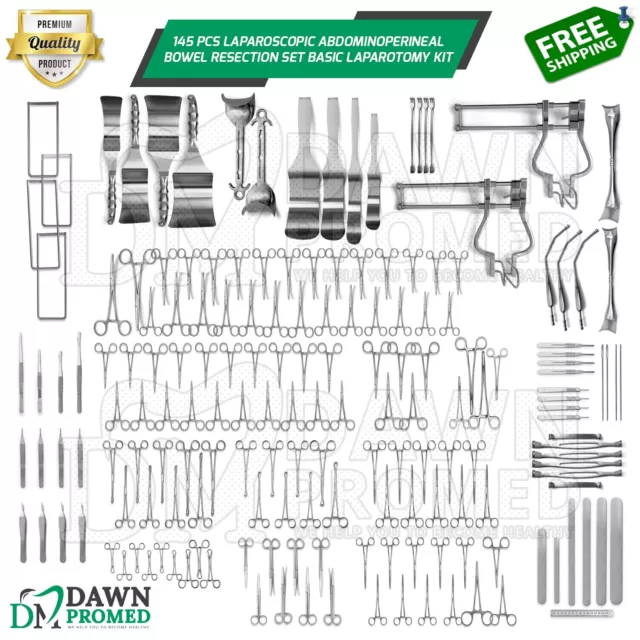 145 Pcs Laparoscopic Abdominoperineal Bowel Resection Set Basic Laparotomy Kit