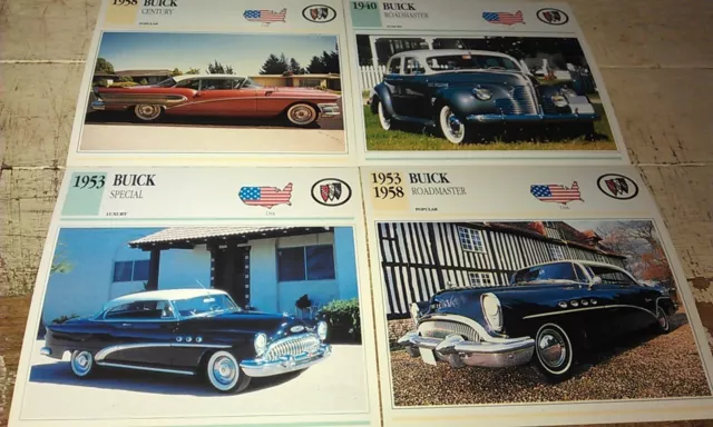 BUICK  Cars  Colour Collector Cards x 7 - Century Roadmaster Riviera etc