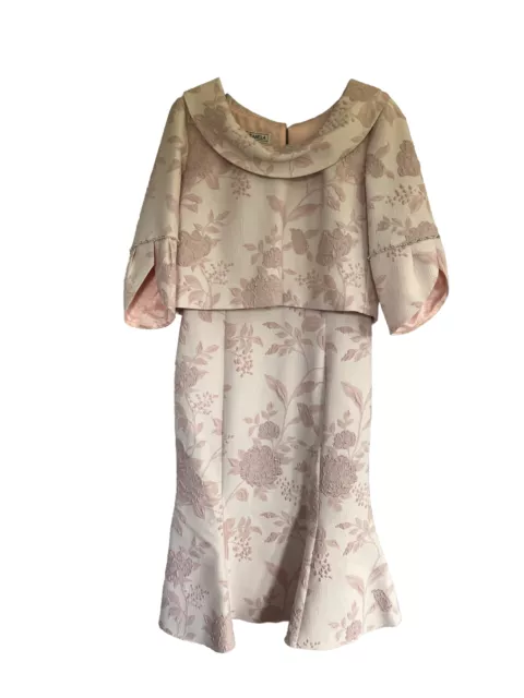 Abito da sposa Lizabella rosa jacquard madre della sposa abito e giacca UK 12