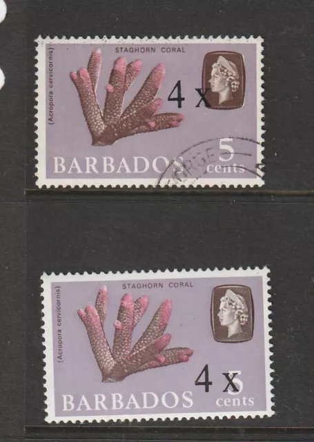 Barbados 1970 4c Opt, MISPLACED OVERPRINT FU with normal