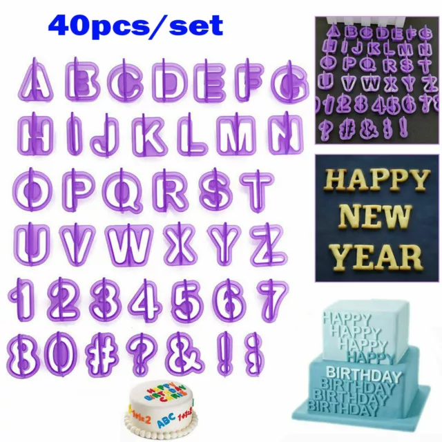 40pcs Alphabet Letter and Number Fondant Icing Cutter Mold Cake Decorating Set