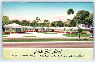 DAYTONA BEACH, Florida FL ~ Roadside NIGHT FALL COURT Motel 1940s Linen Postcard