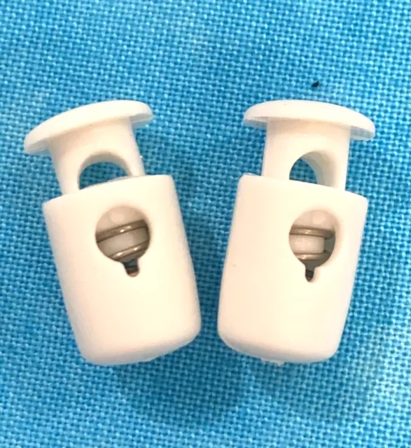 6pcs White Cylinder Toggles Suits 2mm Cord / Stopper Spring Lock End 18mm X 6mm