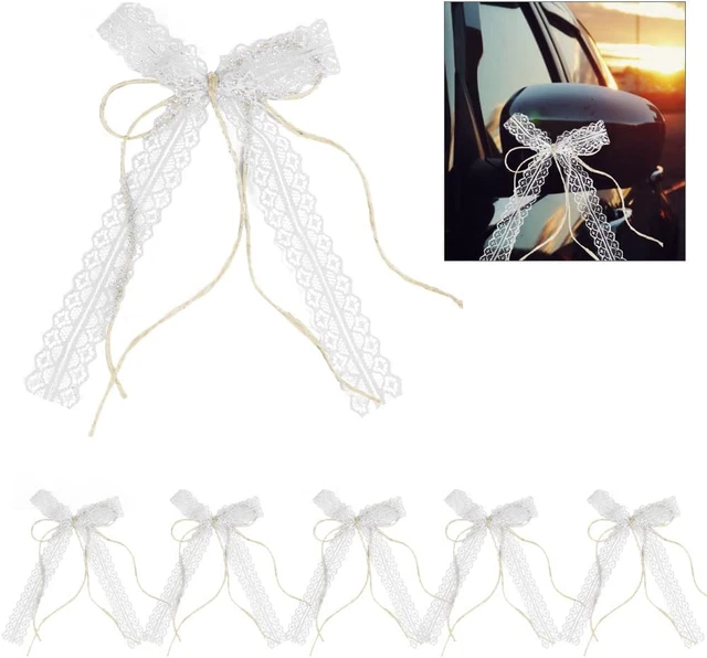 GIRAFEDA 30 PZ Fichi Auto Matrimonio Pizzo Antenna Fiori Bianco Doppio Strato