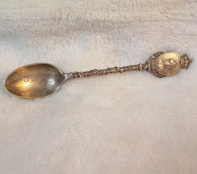 Queen Victoria Diamond Jubilee Hallmarked Silver Spoon 1837-1897 Antique J Round