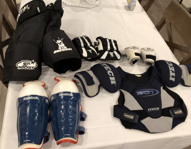 Hockey Gear Youth Shorts Gloves Knee & Shoulder Pads Bundle