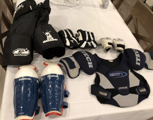 Hockey Gear Youth Shorts Gloves Knee & Shoulder Pads Bundle Hockey Gear Youth Shorts Gloves Knee & Shoulder Pads Bundle