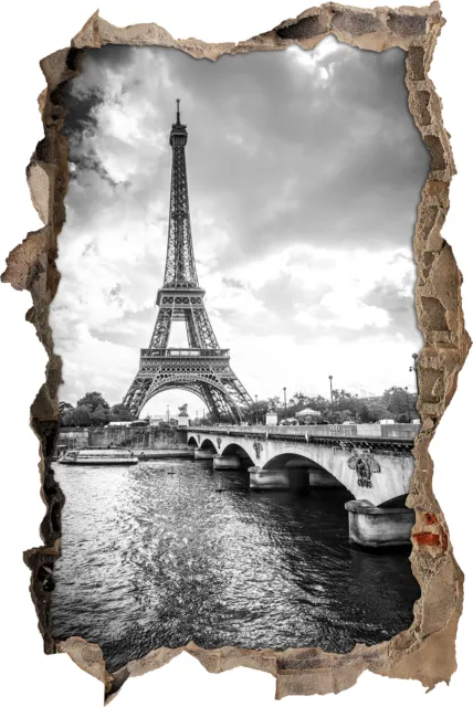 La Torre Eiffel en París Arte B&W - 3D-Look Avance Pegatina Pared Sticker