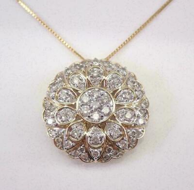 2.20 Ct Round Cut Diamond Cluster Women Pendant 14K White Gold Finish Free Chain