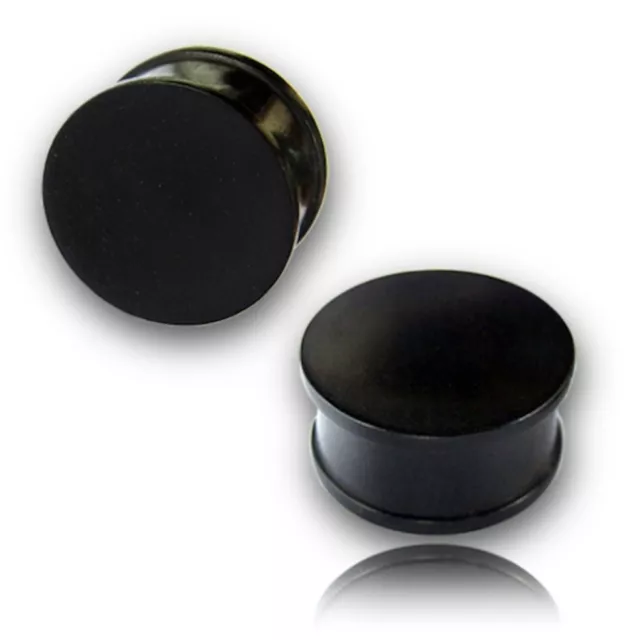 Pair Concave Ebony Wood Plugs Tunnels Gauges Gauge Organic Wooden Plug D. Flare