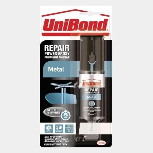 UniBond Riparazione Metallo Siringa Epossidica Permanente Adesivo Potenza 25ml