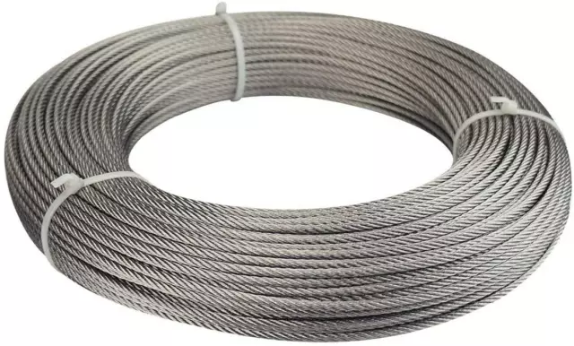 Muzata Stainless Steel Cable Wire Rope 1/8" Aircraft 330 Feet for Railing Kit De