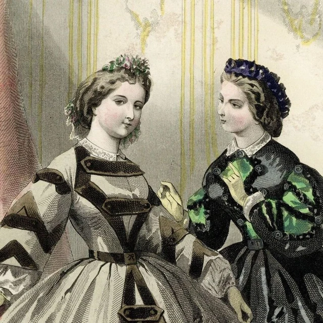 Les Modes Parisiennes Haute Couture Dress Amies Original 19th Century Watercolor Engraving
