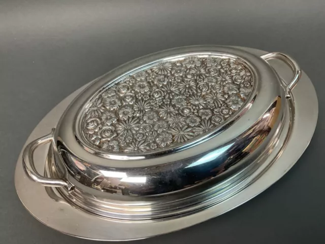 Vintage 1967 Towle CONTESSINA  Ornate Lidded Silverplated Oval Dish NICE!  Rare!